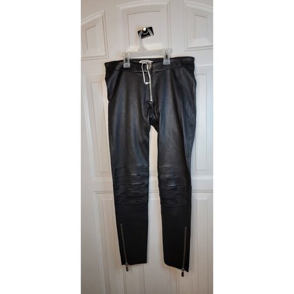 Elizabeth & James NWOT 100% Lamb Leather Black Leather Pants With Zipper Size Sm